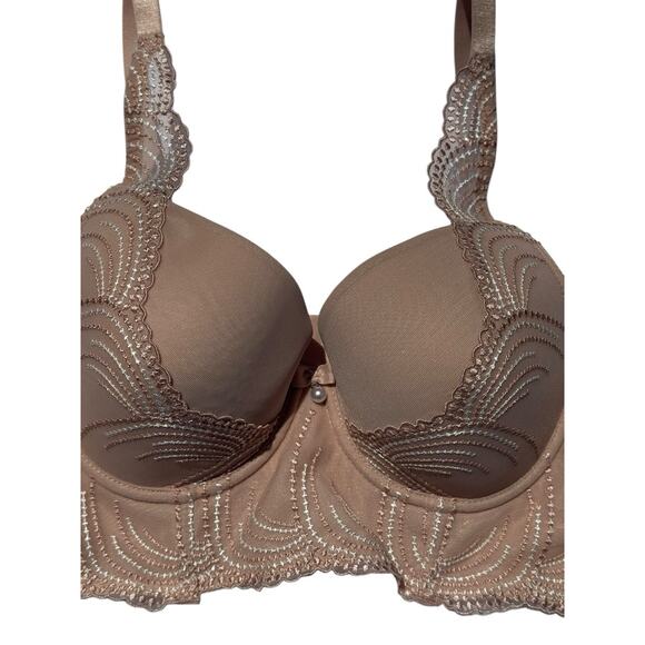 Parfait CAMEO ROSE Pearl Longline Plunge Support Bra US 36C Petal Pink Sexy Lace - Picture 8 of 13